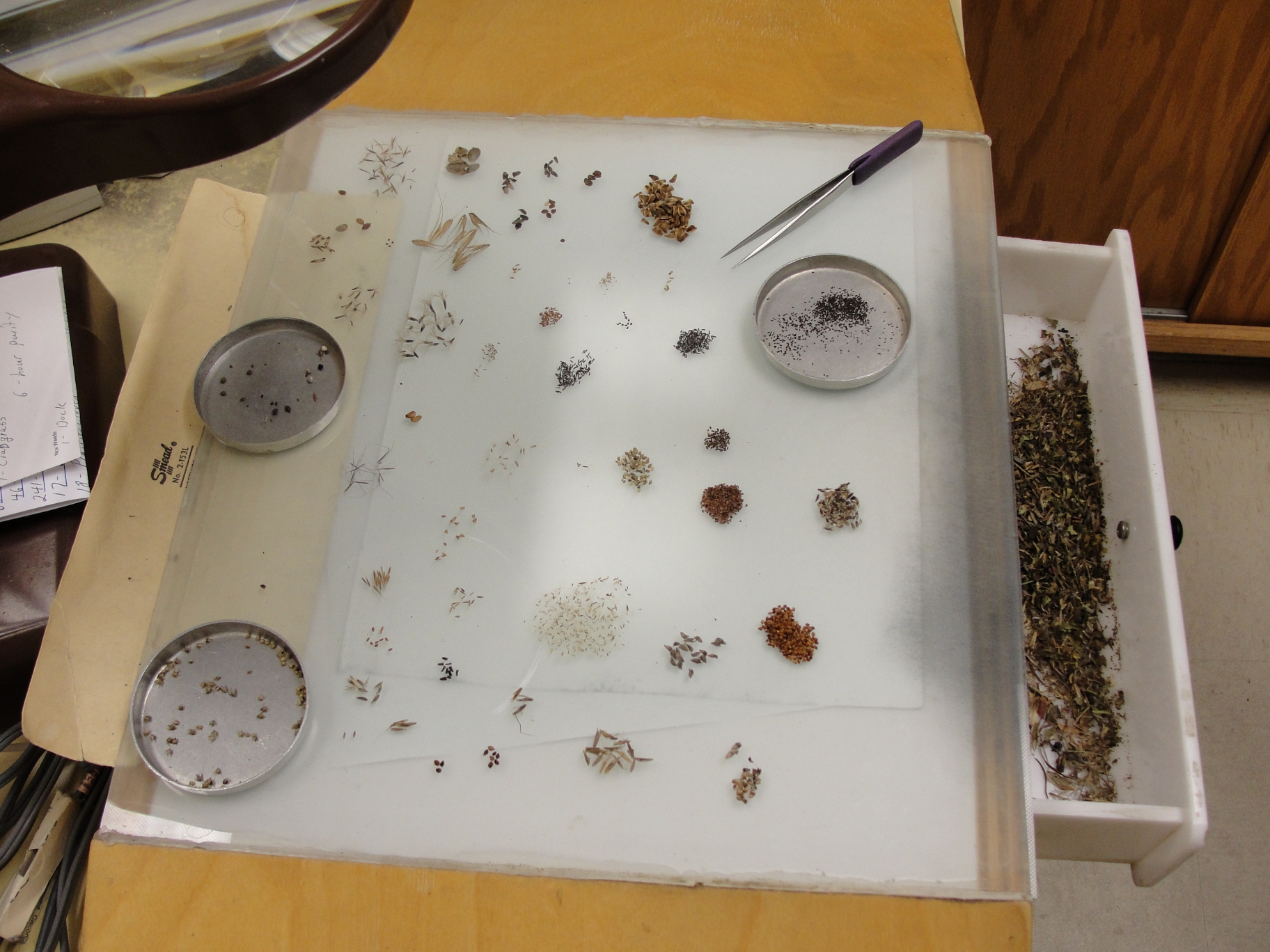 Close-up of a working sample with component parts divided